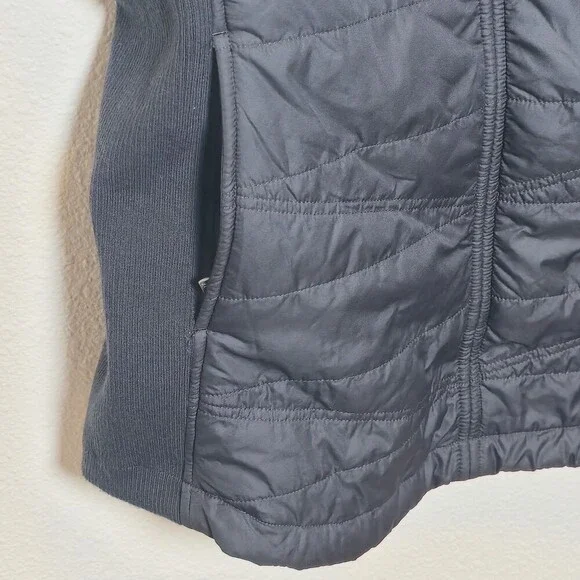 prAna Women’s Quilted Fleece Vest Small Black Cowl Neck Outdoor Hiking - Picture 5 of 9